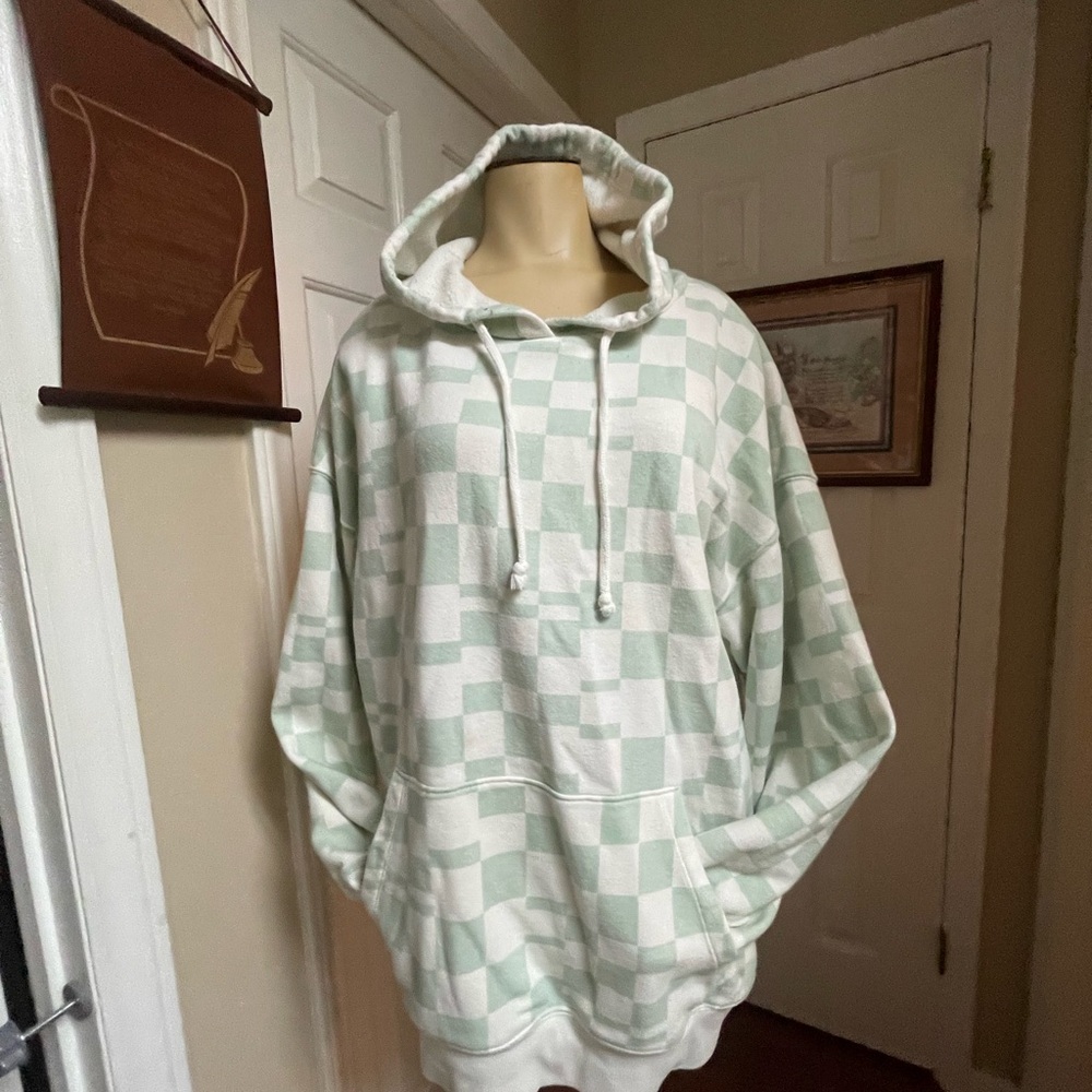 wild fable Cream Hooded Sweatshirt with Subtle Mint Trim